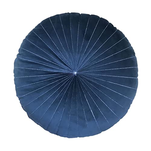 HLOVME Round Pillow Cushion for Couch Velvet Decorative Small Throw Pillow Solid Color for Living Room Bed Floor 15.7”, Navy Blue - color: Z02-navy Blue