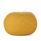 Round Pouf Ottoman, 18" Bordeaux Knitted Cotton Woven Round Pouf, Sofa Footrest Suitable for Living Room, Bedrooms, Home, Offices (Yellow) - color: Yellow