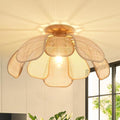 20 Inch Boho Flower Ceiling Light Flush Mount Farmhouse Rattan Light Fixtures for Bedroom Kitchen Dining Room Foyer Hallway Entryway - size: 20 Inch Flush Mount