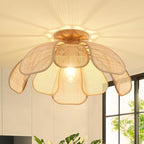 20 Inch Boho Flower Ceiling Light Flush Mount Farmhouse Rattan Light Fixtures for Bedroom Kitchen Dining Room Foyer Hallway Entryway - size: 20 Inch Flush Mount