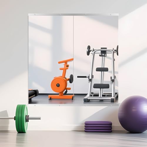 Ruomeng Home Gym Mirror, 48''x24''x2PCS Full Length, Large Frameless Body Mirror Tempered Glass for Gym, Workout, Yoga, Garage, Dance Studio - size: 48"x24"-2pcs