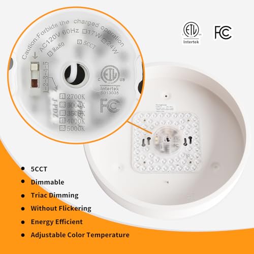 Dimmable Ceiling Light Fixture, 12 inch Flush Mount Light Fixture, LED Ceiling Lights Bedroom, Kitchen, Entryway, Super Bright 2700 Lumens 300W Equivalent 5CCT(2700k-5000k) 2 Pack White - color: White-2Pack
