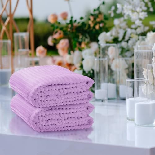 Buryeah 12 Pcs Flannel Throw Blanket Bulk 50 x 60 in Sleepover Blanket Outdoor Wedding Throw Lightweight, Oeko-tex Standard 100 Certified for Sofa Homeless Gifts (Lavender Purple) - color: Lavender Purple