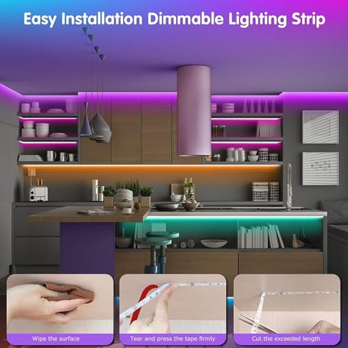 Tenmiro 32.8ft LED Strip Lights, RGB LED Smart Music Sync Color Changing LED Lights Strips with Remote LED Lights for Bedroom, Room, TV, Party - size: RGB 32.8FT