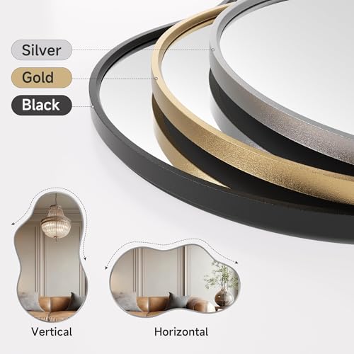 Hasipu Irregular Wall Mirror - 35"x24" Asymmetrical Mirror, Modern Decorative Mirrors for Living Room, Entryway, Hallway, Bathroom, Bedroom,Wall Mounted Home Decor (Silver) - color: Silver, size: 35"L x 24"W