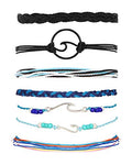 choice of all String Bracelets for Women Boho Wave Surfer Beach Wear Cute Bracelets Set Summer Friendship Jewelry Accessories Beach Stuff - color: F1:Black Fish hook