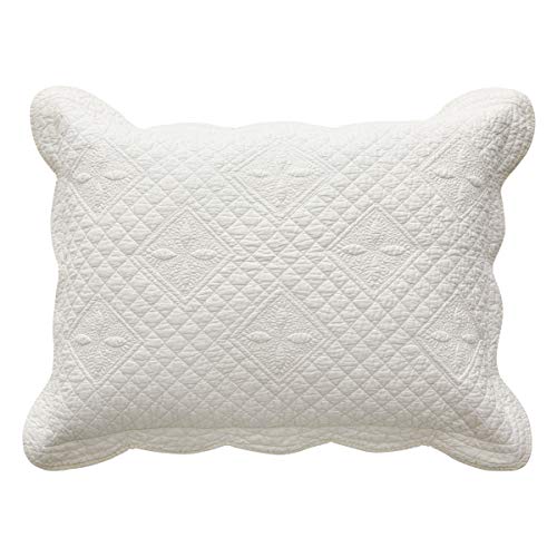 Sage Garden Luxury Pure Cotton Quilted Standard Pillow Sham 20'' x 26'', Ivory - color: Ivory, size: Standard