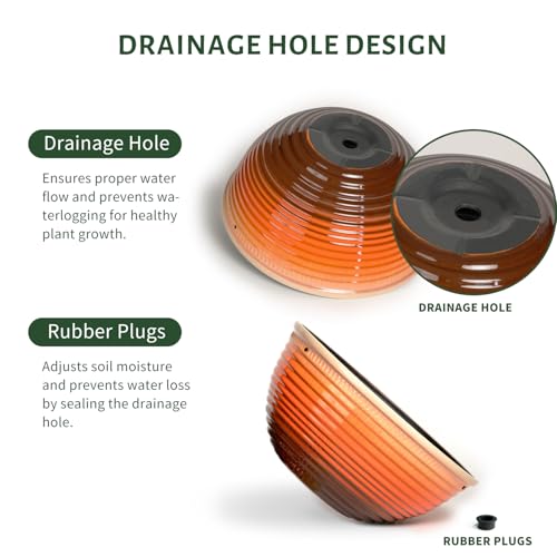 Vanslogreen 2 Pack Hanging Planters for Indoor Outdoor Plants, 10 Inch Hanging Planter with Drainage Hole & Plug Glazed Hanging Baskets Flower Pots for Garden Home, Orange - color: Orange, size: 10inch