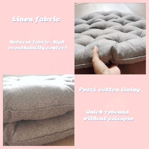 Large Linen Floor Cushions,Round Futon Pillows Japanese Style Tufted Floor Pillows Meditation Cushions for Seating On Pad for Yoga Sofa Balcony((26x26inch),Color:Light Gray) - color: Light Gray, size: 65x65cm(26x26inch)