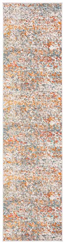 SAFAVIEH Madison Collection Runner Rug - 2'2" x 6', Grey & Orange, Modern Abstract Design, Non-Shedding & Easy Care, Ideal for High Traffic Areas in Living Room, Bedroom (MAD460F) - color: Grey/Orange, size: 2'2" x 6' (Runner)