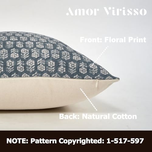 Amor Virisso Floral Pillow Covers 14x36 Couch Pillows for Living Room Farmhouse Neutral Pillow Covers Decorative Throw Pillow Covers Accent Sofa Pillows 1PC, Dusty Blue - color: Dusty Blue, size: 36" x 14" (Pack of 1)