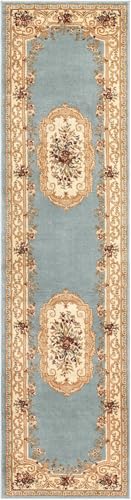 Unique Loom Versailles Collection Area Rug - Henry (2' 7" x 10' Runner Light Blue/Cream) - color: Light Blue/Cream, size: 2'7" x 10' (Runner)
