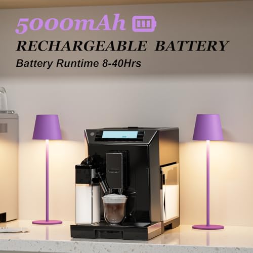 Kakanuo Cordless Table Lamp Rechargeable Purple - KK 2 Pack 5000mAH Battery Operated Lamp for Counter, 3 Color Stepless Dimming Wireless Lamp for Dining Kitchen, Outdoor Patio, Touch Control - color: Purple, size: 2 Pack 14in - Down Light