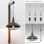 DAYCENT Industrial Plug-in Pendant Light Barn Style Hanging Lamp with Wire Caged Swag Light Fixture for Bedroom Hallway Kitchen Living Room, On/Off Switch - color: Plug-in