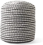 Foamma Pouf Ottoman 20" 20"x18", White - Cylindrical Ottoman Foot Rest for Living Room and Bedroom, Pouf Footstool with Boho Design, Foot Rest for Couch with Water Resistant Fabric, Boho Furniture
