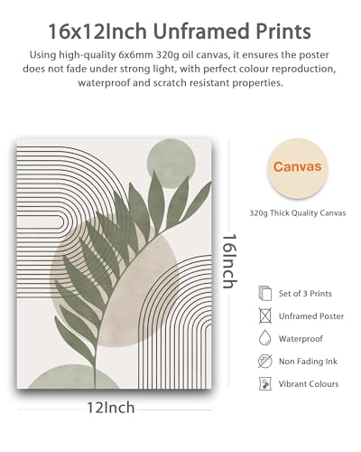HesenDot Unframed Boho Sage Green Canvas Prints,12x16in Botanical Line Poster,Set of 3 Abstract Geometric Posters Decor,Minimalist Modern Green Artwork for Living Room Bedroom Bathroom Home, Unframed - color: Unframed Boho Sage Green, size: 16"L x 12"W