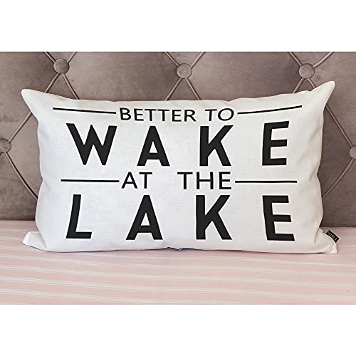 EKOBLA Better to Wake at The Lake Pillow Cases Throw Pillow Covers Funny Quote Adventure Happy Camping Square Throw Waist Pillow Case Cushion Cases for Sofa Bedroom Living Room 12x20 Inches - color: Multi-bs21, size: 20" x 12" (Pack of 1)