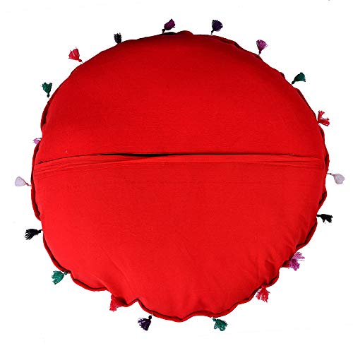 Rajasthani Handmade Colorful Decorative Floor Pillow Cover Meditation Patchwork Patchwork Cushion Seating Accent Boho Chic Indian Handmade Cover ONLY (Red, 32X32 Inches) - color: Red