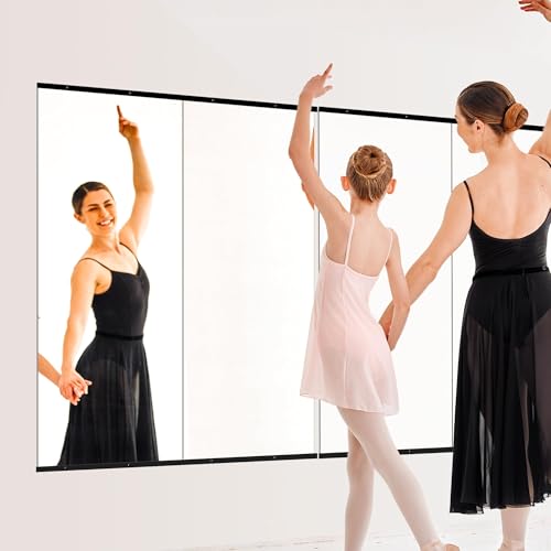 TRAHOME Home Gym Mirror for Wall,60x25x2PCS Full Length,Glass Frameless Body Large Mirror for Home Gym,Workout,Bedroom,Garage(Black) - color: Matte Black, size: 60"L x 25"W x 2PCS