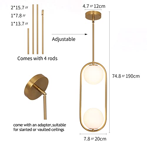 SeeU Modern Pendant Lighting Mid Century Globe Pendant Light Fixture Gold Pendant Chandelier Hanging Lighting Fixture with White Globe Glass Lampshade for Kitchen Island Dining Room Bedroom - color: Gold