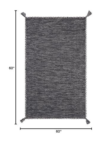 SAFAVIEH Montauk Collection Accent Rug - 2' x 3', Grey & Black, Handmade Flat Weave Cotton Corner Tassel, Ideal for High Traffic Areas in Entryway, Living Room, Bedroom (MTK150F) - color: Grey/Black, size: 2' x 3' (Rectangular)