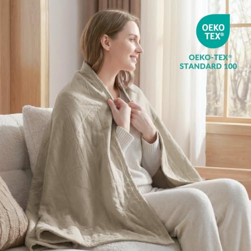Exclusivo Mezcla 100% Cotton Muslin Throw Blanket for Couch, 4-Layer Moisture-Wicking and Breathable Ultra Soft Gauze Blanket for Spring Summer, 50"x60", Khaki - color: Khaki, size: Throw (50"x60")