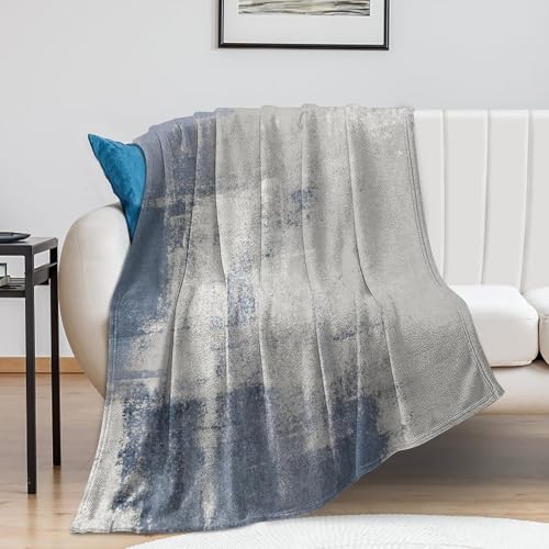 Abstract Gradient Blanket, Modern Fashion Art Blue Grey Painting Strokes Pattern Soft Warm Cozy Plush Flannel Covers for Livingroom Bedroom Couch Chair Camping Travel Home Decor Tapestry 30x40in - color: Abstract-21, size: 30W" x 40L"