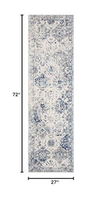 SAFAVIEH Madison Collection Runner Rug - 2'3" x 6', White & Royal Blue, Boho Chic Distressed Design, Non-Shedding & Easy Care, Ideal for High Traffic Areas in Living Room, Bedroom (MAD611C) - color: White/Royal Blue, size: 2'3" x 6' (Runner)