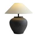 Farmhouse Table Lamps Black 18.8" Tall Ceramic Table Lamp Rustic Southwestern Clay Pot Ceramic Lampshade with Fabric Shade Bedside Nightstand for Living Room Bedroom House Office Entryway (Black) - color: Black