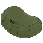 Retrospec Sedona Zafu Meditation Cushion with Buckwheat Hull Fill - Adjustable Yoga & Pilates Equipment Support - 17in Crescent Cotton Cover - color: Basil, size: 1 Count (Pack of 1)