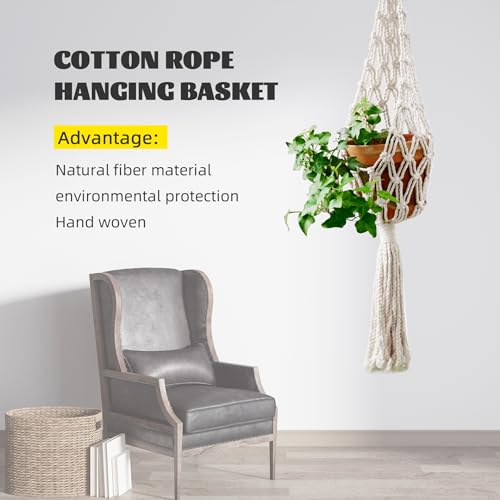 Modern Minimalist Bohemian Style Hanging Planters Plant Net Pocket Hand Woven Hanging Basket Holder Tapestry Flower Basket with Exquisite Tassel Indoor Balcony Decoration (Net) - size: Net