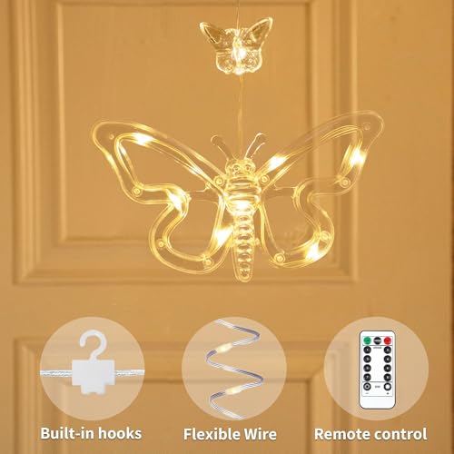 YOLIGHT Butterfly Curtain Lights for Bedroom 9.8ft LED Twinkle Fairy Light with Remote Timer Cute String Lights Wall Décor for Kids Girls Room Bed Canopy Wedding Easter Decoration (Warm White) - color: Warm White