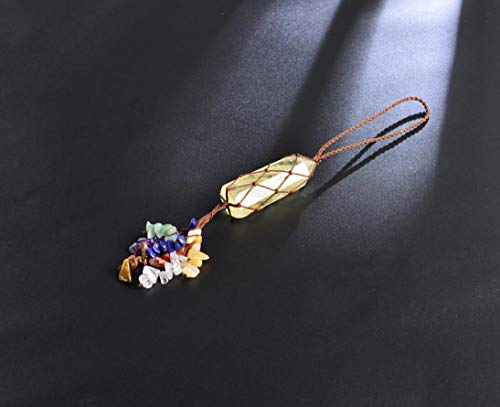 Home Decor Hanging Ornaments Natural Citrine Chakra Ornaments Gemstones Reiki Feng Shui Ornament Window Car Ornament - color: A-style 3