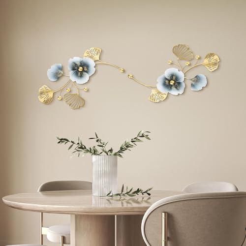 Tandefio 3 Pcs Metal Decorative Wall Mirrors for Living Room Metal Ginkgo Leaf Mirror Modern Creative Wall Decor Art Hanging Decor Mirror for Entrance Bedroom Living Room(Vintage Gold,16.inches) - color: Vintage Gold
