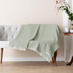Bed Blanket, Lightweight, Cotton-Rich Blend, Recycled Cotton, Twin Size (57 x 79 Inch), Textured Woven Bedding, Breathable Layering Cover, Khaki Green - color: Khaki Green, size: Twin