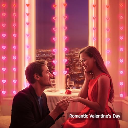 66ft Heart String Lights Valentines Day Decorations, 133 LED RGB Color Changing String Fairy Lights, 200+ Scene Modes for Christmas Valentines Day Decor Bedroom Backdrop Indoor Outdoor - size: Heart - 66ft