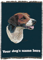 Pure Country Weavers English Foxhound Dog Personalized Woven Blanket Blue by Robert May - Gift Cotton Tapestry Throw - Made in The USA - 72" x 54" - color: Blue, size: 72" x 54" - Custom