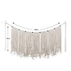 Macrame Woven Wall Hanging Tapestry Beige Fringe Tassel Garland Banner Boho Chic Home Decorative Interior Wall Decor Bohemian Ethnic Apartment Dorm Room Party Wedding Backdrop Decoration