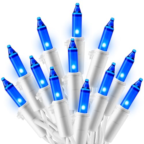 Joiedomi Christmas Lights Outdoor,100 Count Blue Christmas Tree Lights Indoor,21.4ft String Xmas Decorations for Dorm Classroom Bedroom Holiday Wedding Party,White Wire - color: Blue, size: 100ct
