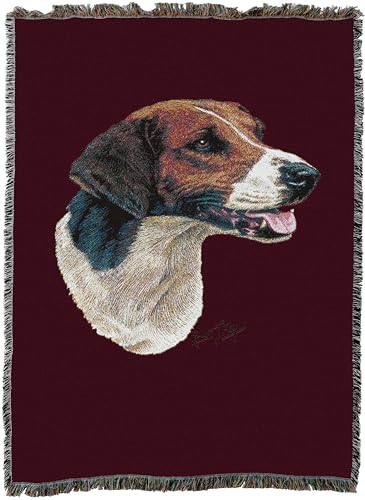Pure Country Weavers English Foxhound Dog Woven Blanket Red by Robert May - Gift Cotton Tapestry Throw - Made in The USA - 72" x 54" - color: Red, size: 72" x 54"