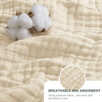 Love's cabin 100% Cotton Muslin Blanket, 6 Layer Lightweight Breathable Gauze Queen Size Blanket 90 x 90 Inches, Soft All Season Blanket for Bed, Beige - color: Beige, size: Queen(90"x90")