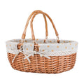 Large Wicker Picnic Basket with Handles,Handle Sturdy Woven Body with Removable and Washable Lining,Outdoor Camping,Gift Packing,Garden Picking, Storage.Yellow Flower - color: Yellow Flower