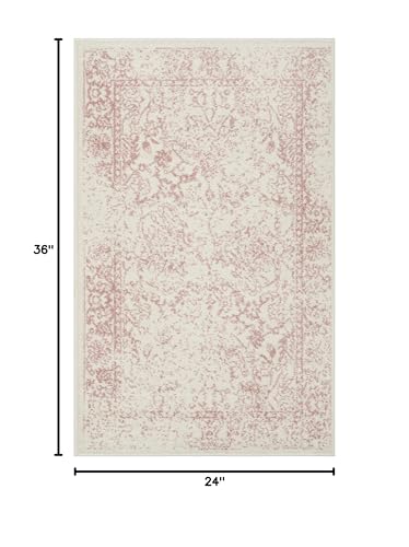 SAFAVIEH Adirondack Collection Accent Rug - 2' x 3', Ivory & Rose, Distressed Vintage Floral Design, Non-Shedding & Easy to Clean, Ideal for Front Door, Kitchen, Entryway, Foyer (ADR109H) - color: Ivory/Rose, size: 2' x 3' (Rectangular)
