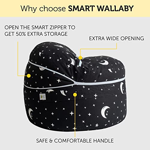 SMART WALLABY Stuffed Animal Storage Bean Bag Chair | 2 Sizes in 1 | 100% Cotton Washable Kids’ Plush Toys Organizer | XL to XXL Expandable Premium Soft Toys Pouf Starry Night - color: Starry Night