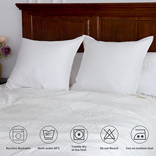 Simple&Opulence Linen Euro Shams Basic Style Solid Color 24x24 Inch Pack of 2 Flax Cotton Blend Decor Throw Pillow Covers Soft Breathable Farmhouse Pillow Shams - White - color: White, size: 24"×24"