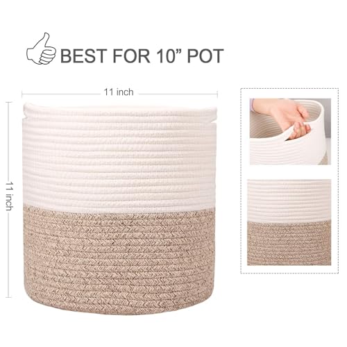 Planter Baskets for Indoor 11" Planters Cotton Rope Flower Plant Pots Cover,Woven Storage Baskets for Crafts, Organization Modern Home Decor 11"x11"Khaki - color: A-khaki, size: W 11"x H 11"