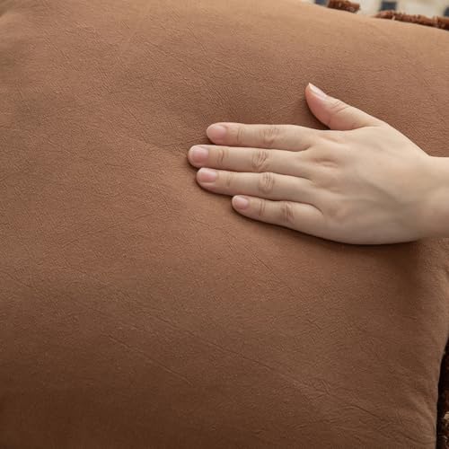 MANDIOO Set of 2 Neutral Cotton Fringe Throw Pillow Covers Decorative Boho Farmhouse Cushion Covers Cozy Tassels Pillowcase for Couch Sofa Bedroom Living Room Home Decor 20x20 Inch Brown - color: Brown, size: 20" x 20" (Pack of 2)
