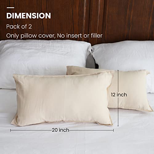 Simple&Opulence Linen Lumbar Pillow Covers 12x20 Inch Set of 2 Flax Cotton Blend Rectangular Decorative Throw Cushion Cover for Couch Sofa Bedroom Office Soft Breathable Farmhouse - Linen/Beige - color: Linen, size: 12"x20"