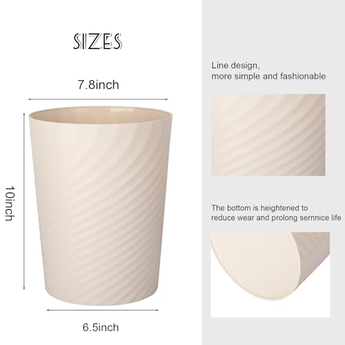 UUJOLY Plastic Small Trash Can Wastebasket, Garbage Container Basket for Bathrooms, Laundry Room, Kitchens, Offices, Kids Rooms, Dorms, (Beige, 1.8 Gallon/2 Pack) - color: Beige, size: 1.8 Gallon/2 Pack