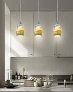 karyfine Mini Glass Pendant Lights,Blown Art Glass Pendant Hanging Light Fixtures Kitchen Island Pendant Lamp Shade with Brushed Nickel Finish for Bar Counter,Hallway,Dining Room Multi color-1P - color: Multi color-1Pack
